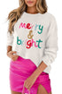 Cheerful Typography Print Round Neck Casual Pullover Sweater