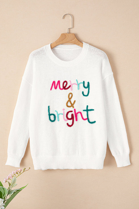 Cheerful Typography Print Round Neck Casual Pullover Sweater