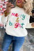 Cheerful Typography Print Round Neck Casual Pullover Sweater