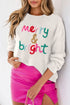 Cheerful Typography Print Round Neck Casual Pullover Sweater