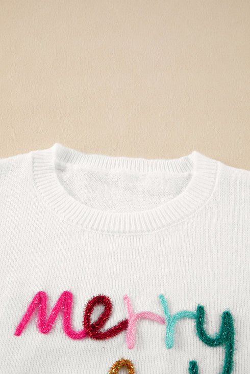 Cheerful Typography Print Round Neck Casual Pullover Sweater
