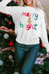 Cheerful Typography Print Round Neck Casual Pullover Sweater