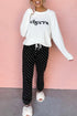Cheers Graphic Raglan Pullover And Polka Dot Pants Lounge Set