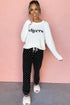 Cheers Graphic Raglan Pullover And Polka Dot Pants Lounge Set