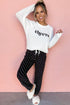 Cheers Graphic Raglan Pullover And Polka Dot Pants Lounge Set