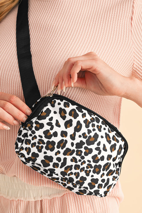 Cheetah Print Nylon Multi Compartment Adjustable Crossbody Bag