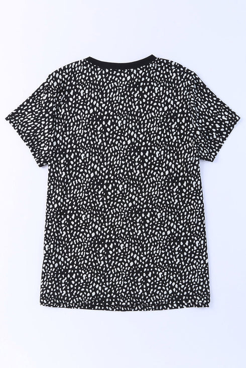 Cheetah Print O-Neck Short Sleeve T Shirt