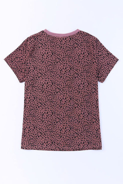 Cheetah Print O-Neck Short Sleeve T Shirt
