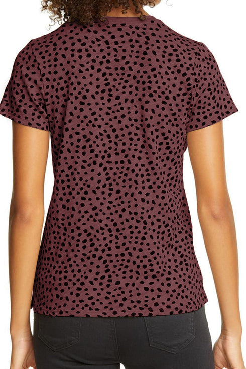 Cheetah Print O-Neck Short Sleeve T Shirt