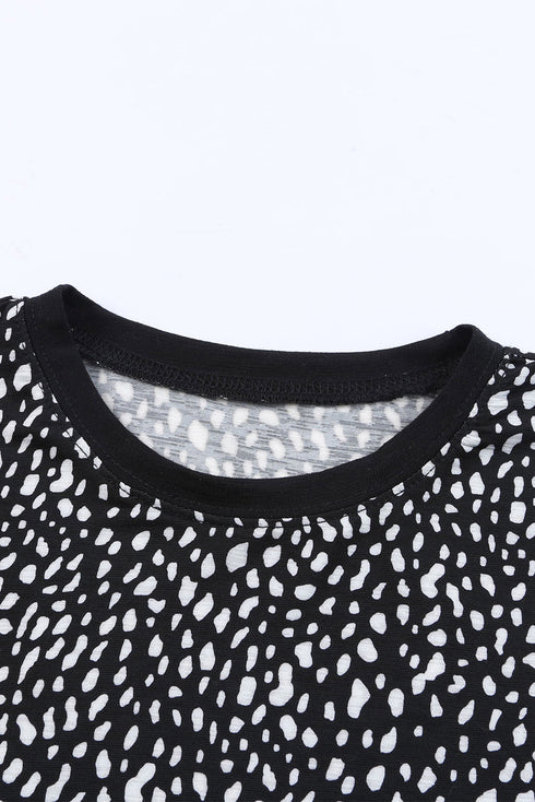 Cheetah Print O-Neck Short Sleeve T Shirt