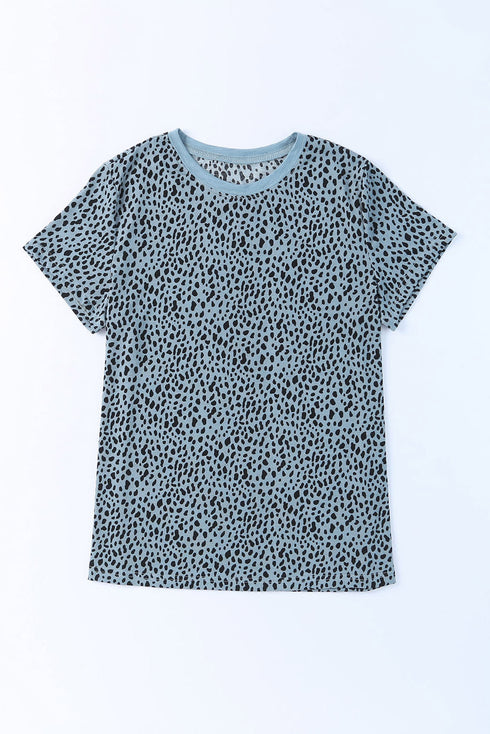 Cheetah Print O-Neck Short Sleeve T Shirt