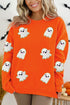Chenille Ghost Patch Crew Neck Pullover Sweatshirt