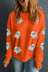 Chenille Ghost Patch Crew Neck Pullover Sweatshirt