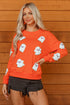 Chenille Ghost Patch Crew Neck Pullover Sweatshirt