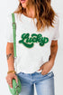 Chenille Glitter Patch Graphic Crew Neck Tee