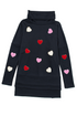 Chenille Heart Patch Dolman Sleeve High Neck Top