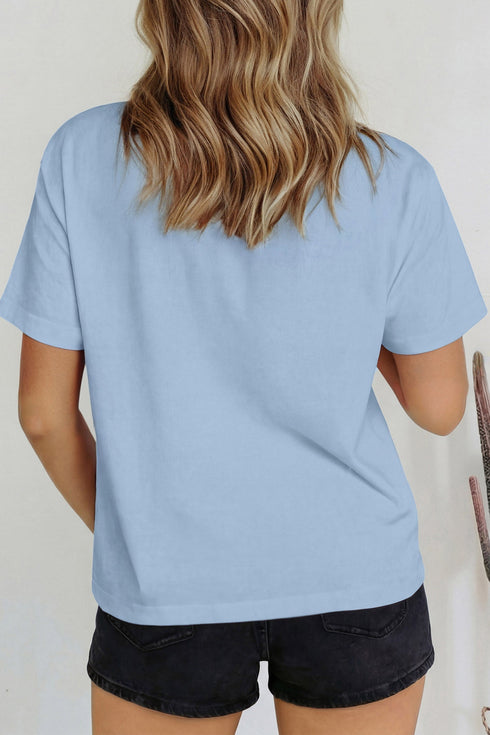 Chenille Hello Pumpkin Checkered High Neck Casual Graphic Tee