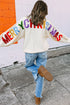 Chenille Ho Ho Ho Merry Christmas Drop Shoulder Sweater