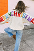 Chenille Ho Ho Ho Merry Christmas Drop Shoulder Sweater