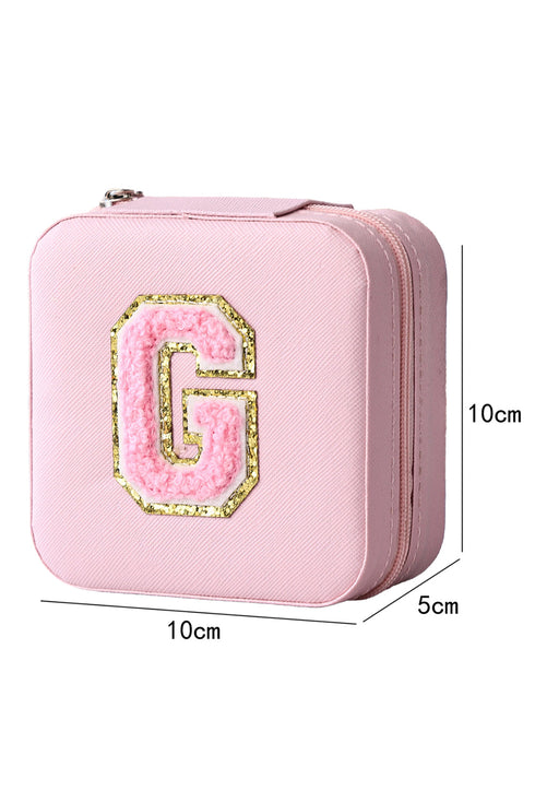 Chenille Initial G Patch Zippered Jewelry Organizer Case
