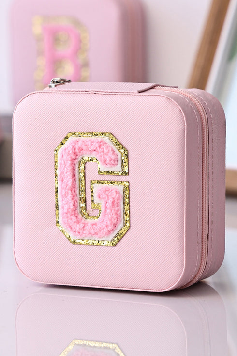 Chenille Initial G Patch Zippered Jewelry Organizer Case