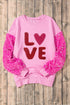 Chenille Letter Embroidered Sequin Sleeve Graphic Sweatshirt