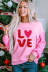 Chenille Letter Embroidered Sequin Sleeve Graphic Sweatshirt