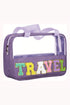 Chenille Letter Patch Clear Travel Cosmetic Makeup Bag