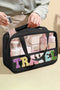 Chenille Letter Patch Clear Travel Cosmetic Makeup Bag