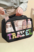 Chenille Letter Patch Clear Travel Cosmetic Makeup Bag