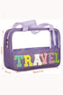 Chenille Letter Patch Clear Travel Cosmetic Makeup Bag