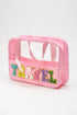 Chenille Letter Patch Clear Travel Cosmetic Makeup Bag