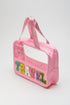 Chenille Letter Patch Clear Travel Cosmetic Makeup Bag
