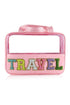Chenille Letter Patch Clear Travel Cosmetic Makeup Bag