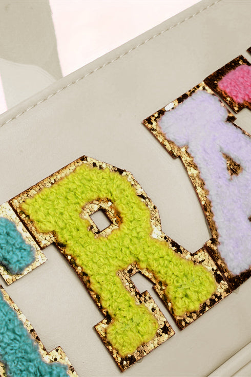 Chenille Letter Patch Clear Travel Cosmetic Makeup Bag