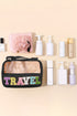 Chenille Letter Patch Clear Travel Cosmetic Makeup Bag