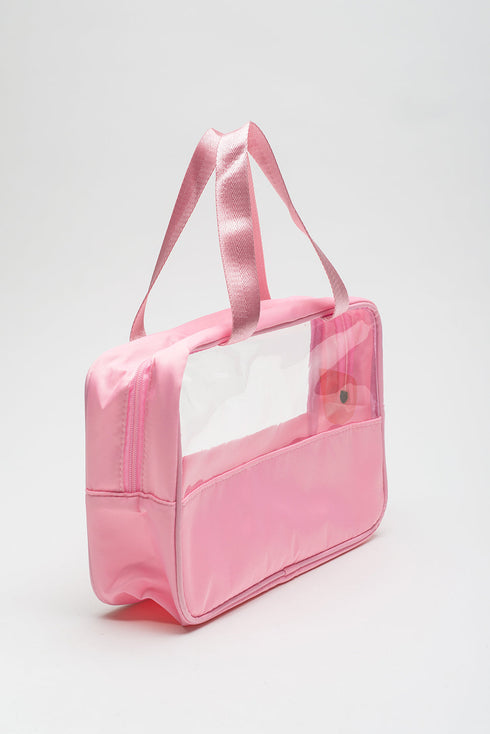 Chenille Letter Patch Clear Travel Cosmetic Makeup Bag