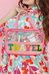 Chenille Letter Patch Clear Travel Cosmetic Makeup Bag