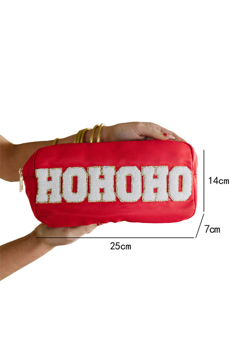 Chenille Letter Patch Glitter Nylon Large Makeup Bag
