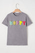 Chenille Letter Patch Graphic Short Sleeve Crew Neck Tee