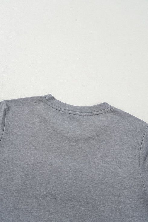 Chenille Letter Patch Graphic Short Sleeve Crew Neck Tee