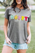 Chenille Letter Patch Graphic Short Sleeve Crew Neck Tee