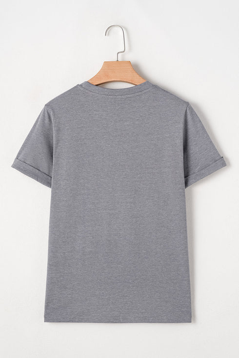 Chenille Letter Patch Graphic Short Sleeve Crew Neck Tee