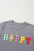 Chenille Letter Patch Graphic Short Sleeve Crew Neck Tee