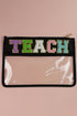 Chenille Letter Patch Transparent PVC Zippered Makeup Bag