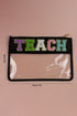 Chenille Letter Patch Transparent PVC Zippered Makeup Bag