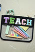 Chenille Letter Patch Transparent PVC Zippered Makeup Bag