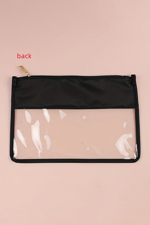 Chenille Letter Patch Transparent PVC Zippered Makeup Bag