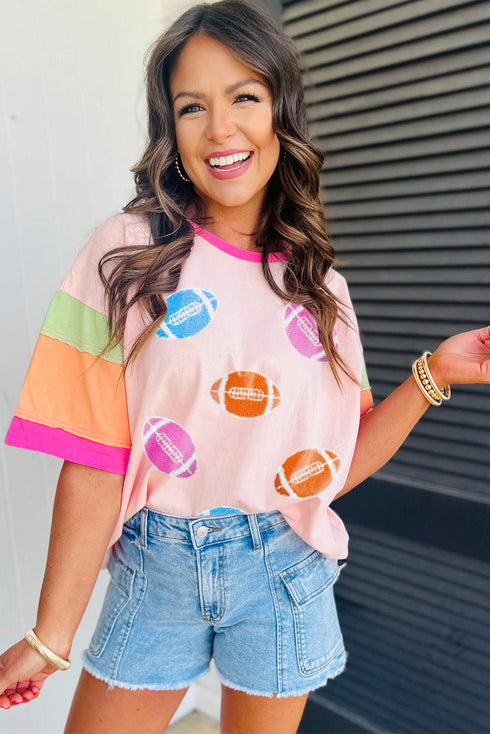 Chenille Patch Football Graphic Relaxed Fit Tee