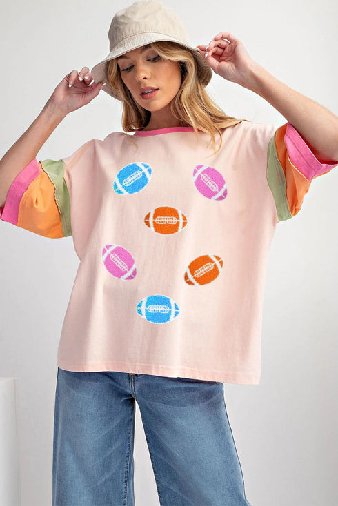 Chenille Patch Football Graphic Relaxed Fit Tee